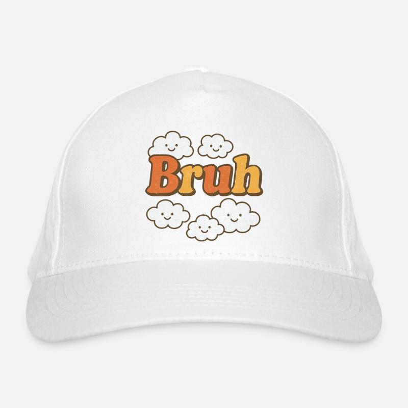 Bruh Clouds Glitter Typography Organic Baseball Cap