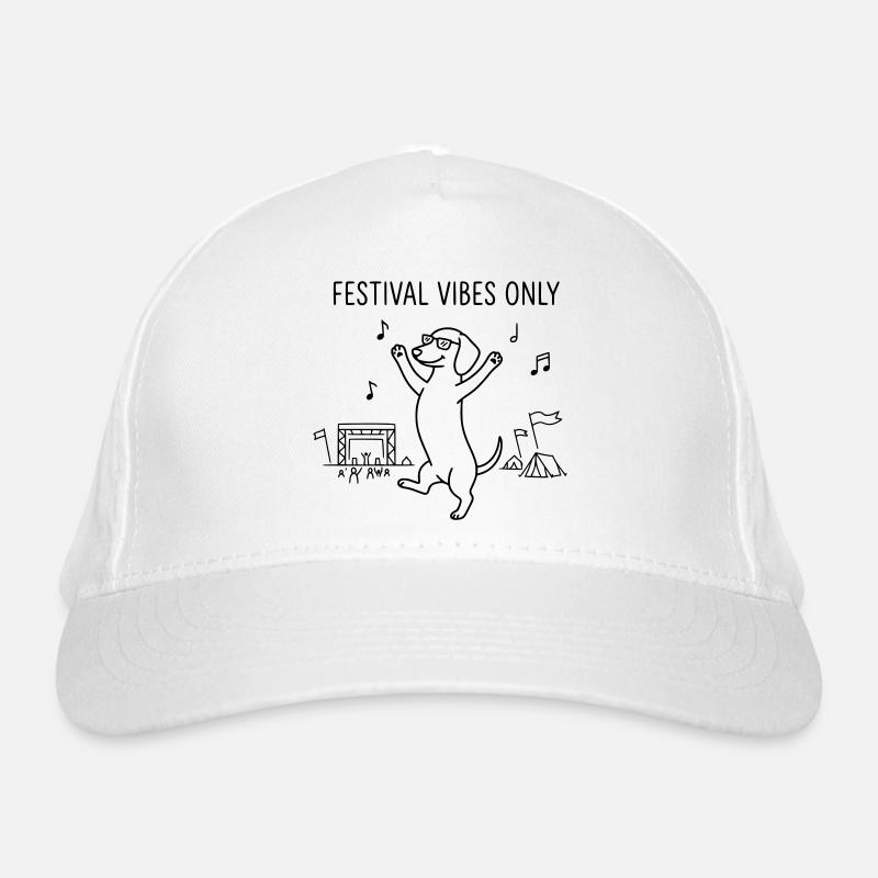 Festival Vibes Dackel Hund Party Feiern Camping Bio-Baseballkappe