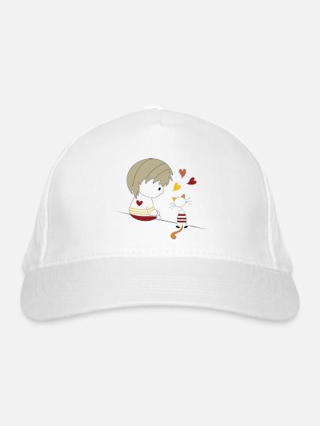 Loris & Sissi Sitting Heart - Organic Baseball Cap - white - Front