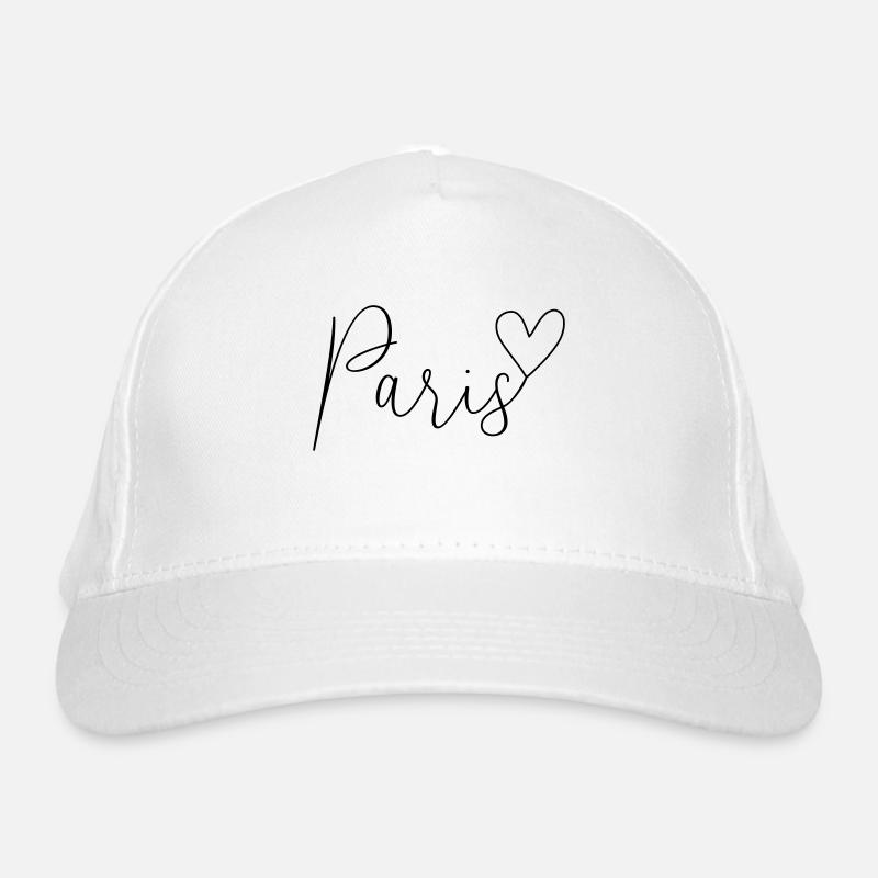 Paris Heart Lettering Organic Baseball Cap