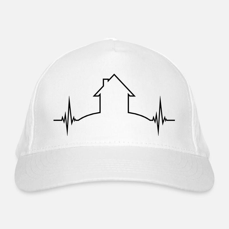 house ECG pulse heart rate frequency home outline Organic Baseball Cap