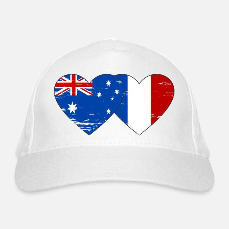 Australien Frankreich Flagge Herz used Bio-Baseballkappe