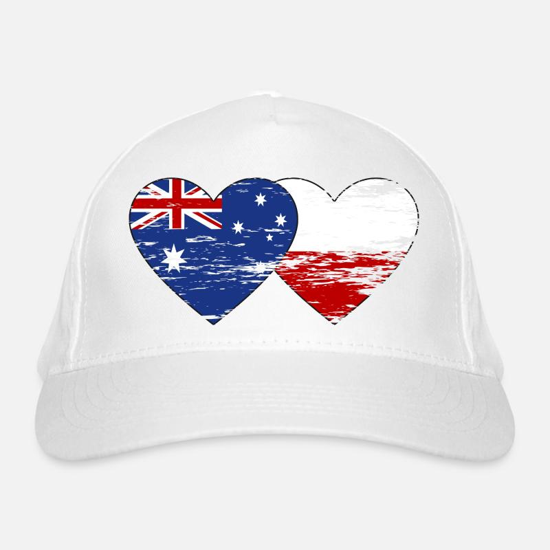 Drapeau de l’Australie Pologne Coeur utilisé Casquette classique bio