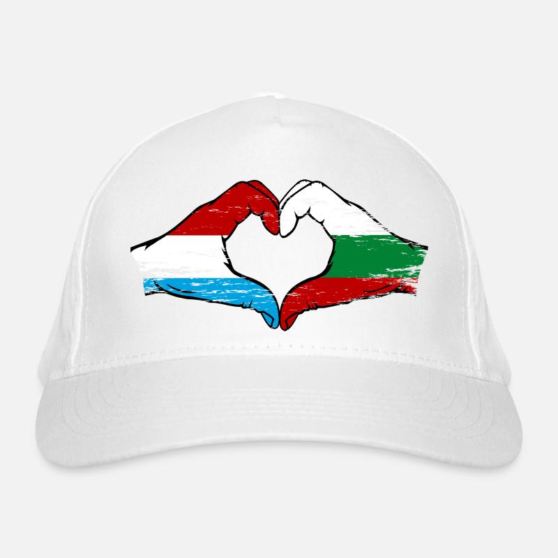 Luxembourg Bulgaria flag hands heart shape used Organic Baseball Cap