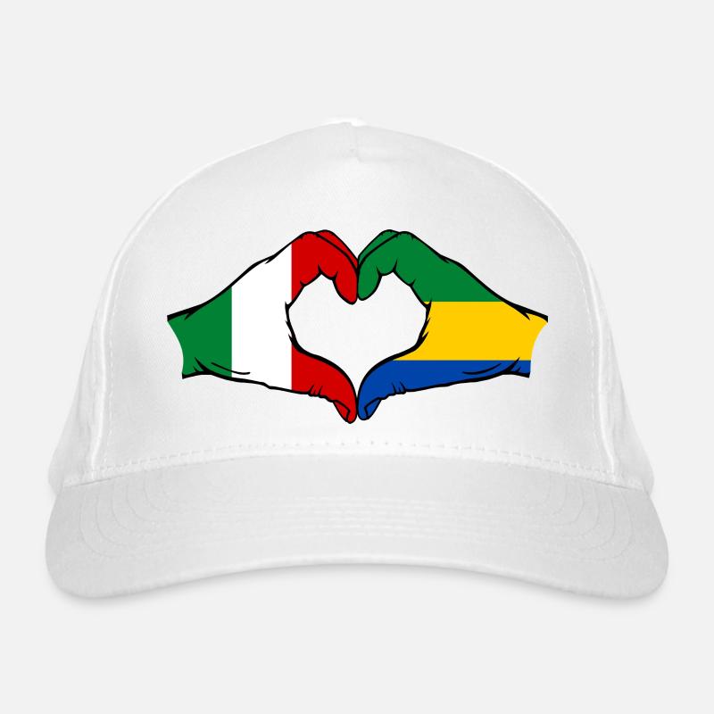 Italy Gabon Flag Hands Heart Shape Organic Baseball Cap