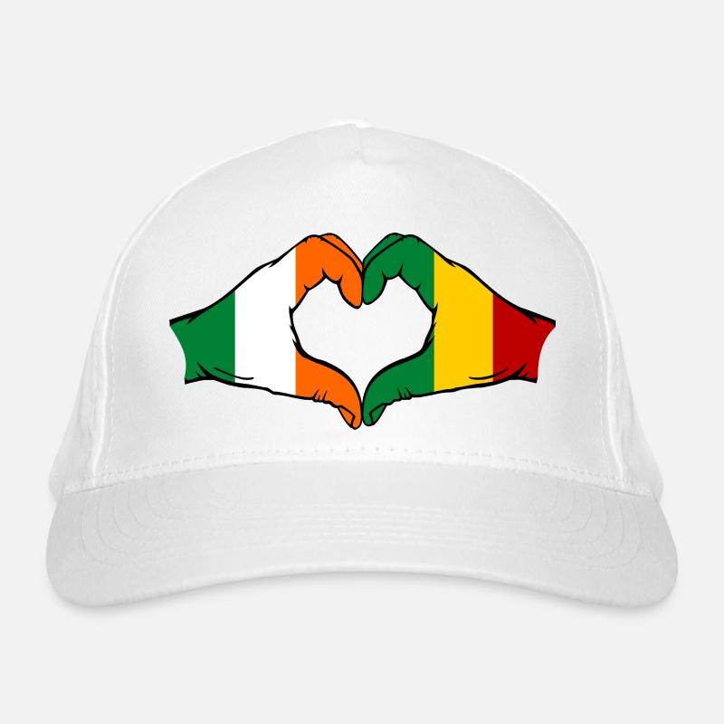 Drapeau Irlande Guinée Mains en forme de cœur Casquette classique bio