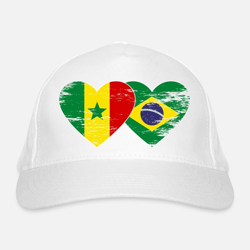 Sénégal Brésil Drapeau Mains Coeur Forme Utilisé Casquette classique bio