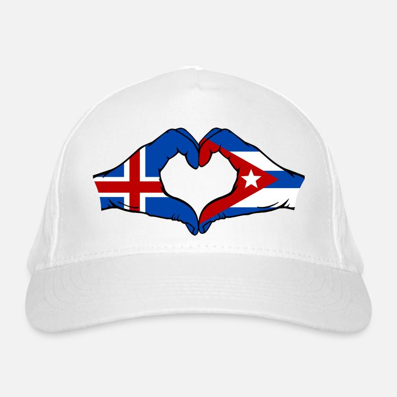 Drapeau de l’île de Cuba mains de cœur Casquette classique bio