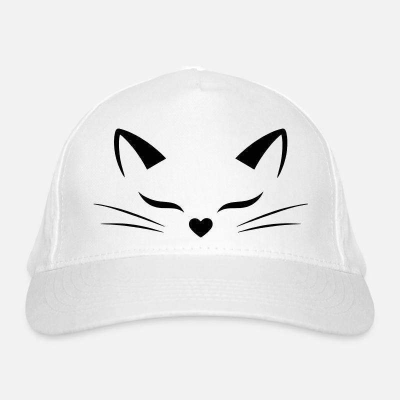 Visage de chat mignon avec nez en forme de cœur | Style d’art lineal Casquette classique bio