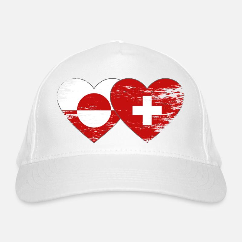 Drapeau du drapeau du Groenland Suisse Forme de cœur utilisée Casquette classique bio