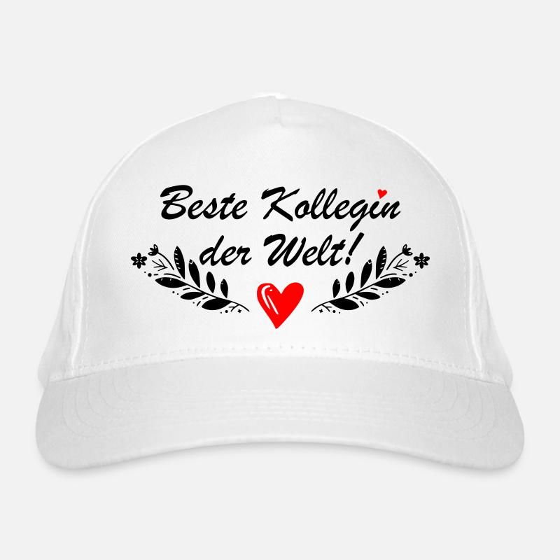 Beste Kollegin der Welt Herz - Bio-Baseballkappe - Weiß