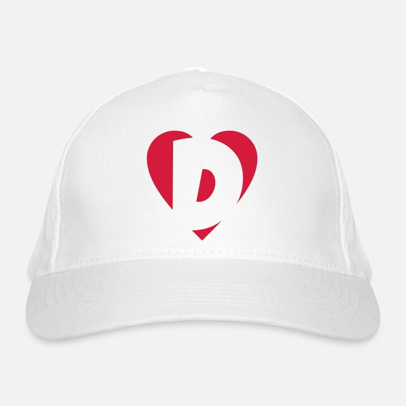 Heart D - I love D - Organic Baseball Cap - white