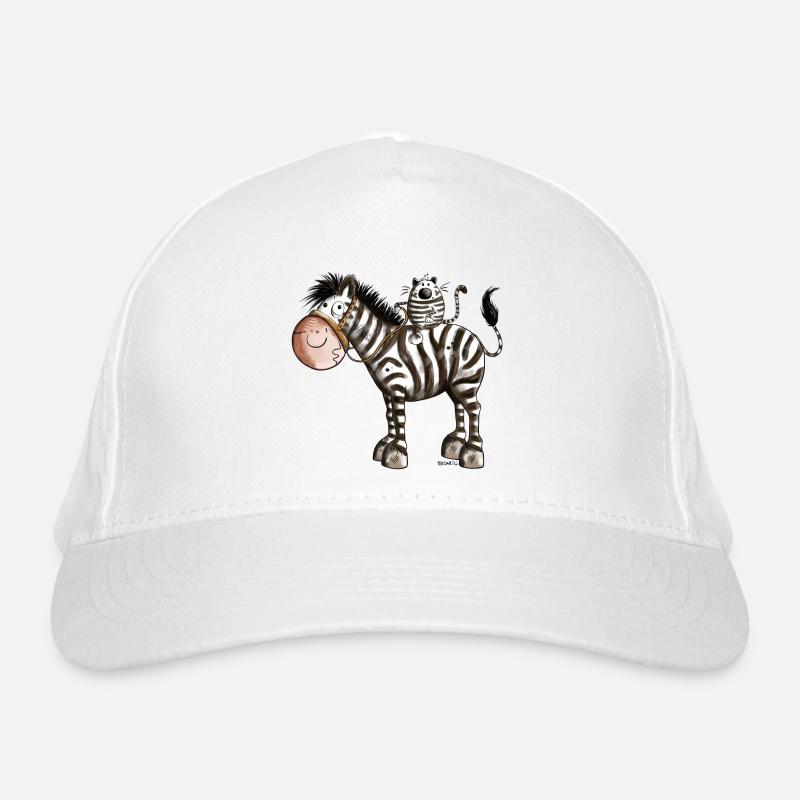 Zebra mit Katze Bio-Baseballkappe