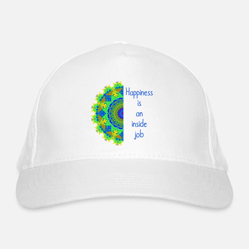 „Happiness is an inside job“ Mandala tribal bunt 4 Bio-Baseballkappe