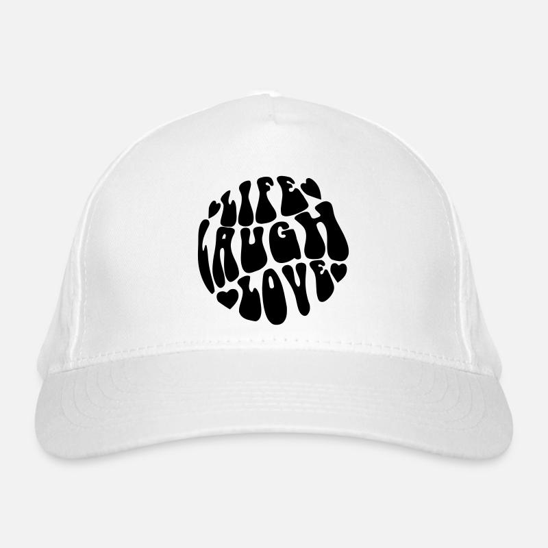 Graphique rétro psychédélique « Live Laugh Love » Casquette classique bio