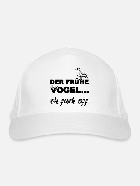 Der frühe Vogel, schwarz - Bio-Baseballkappe - Weiß
