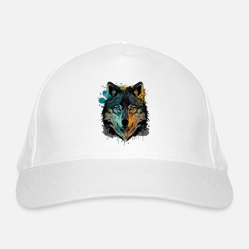 Wunderbare Zeichnung eines Wolfskopfes Bio-Baseballkappe