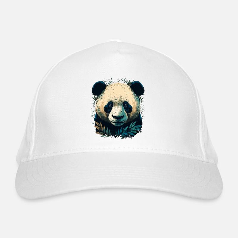 Panda with Bamboo Leaths Organic Baseball Cap