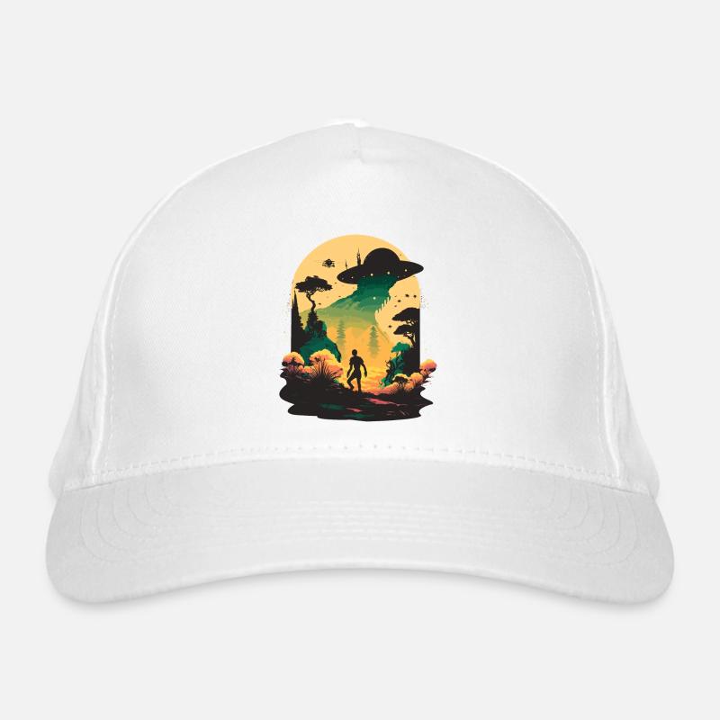Ufo im Wald Bio-Baseballkappe