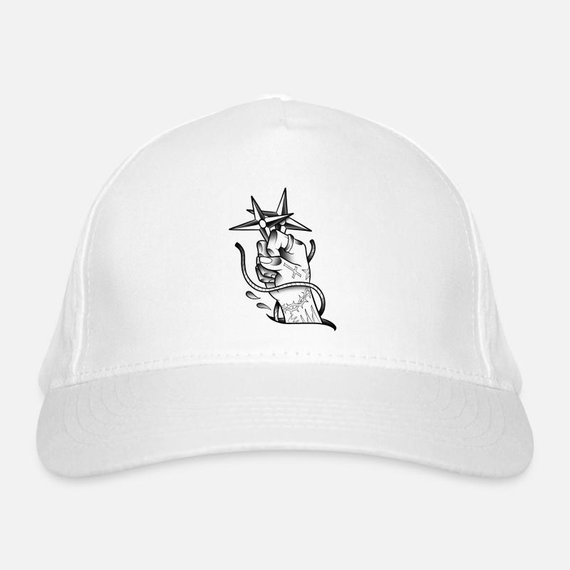 Main ninja shuriken old-school tattoo art Casquette classique bio