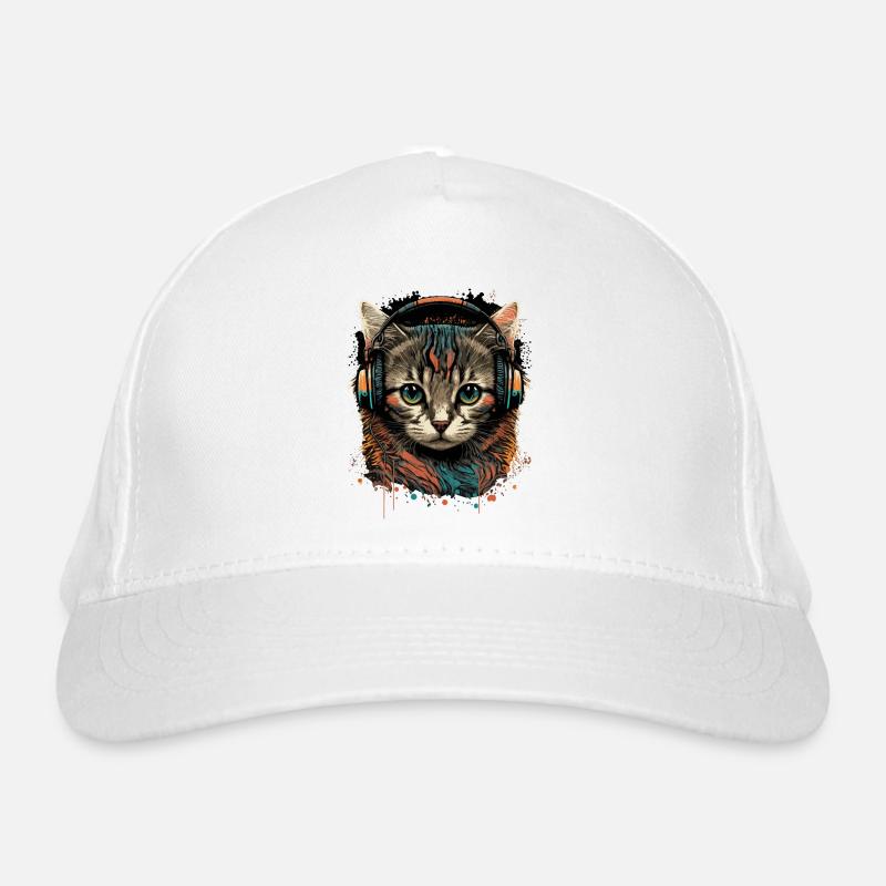 Chat vintage avec écouteurs Casquette classique bio
