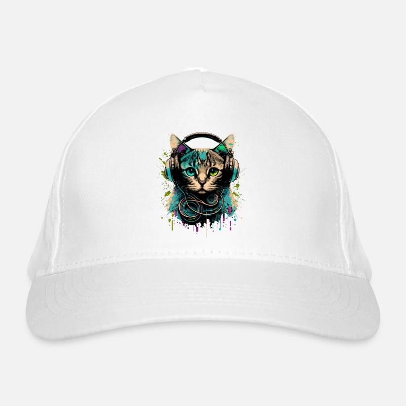 Katze mit Headset Bio-Baseballkappe