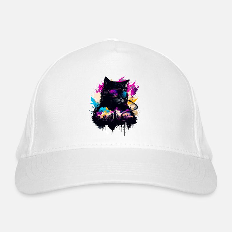 Dark Dj Cat Organic Baseball Cap