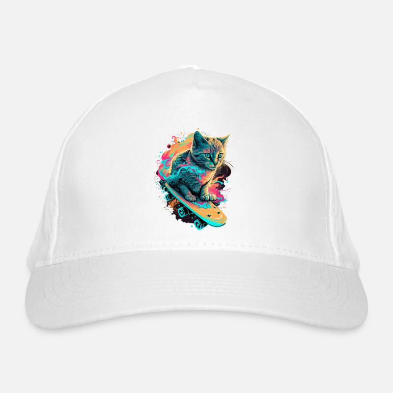 Skateboard Katze Bio-Baseballkappe