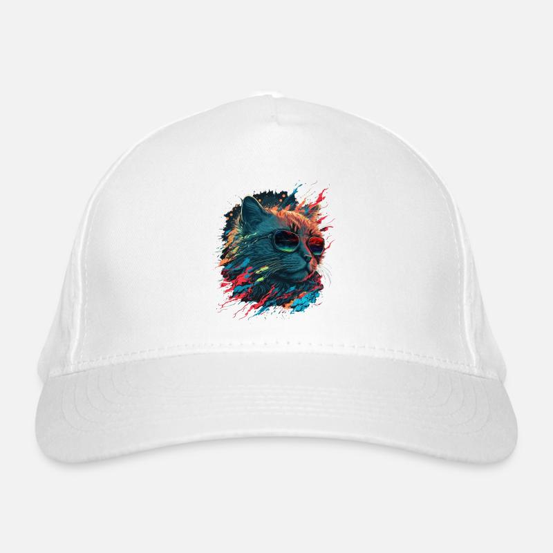 Vaporwave Cat Organic Baseball Cap