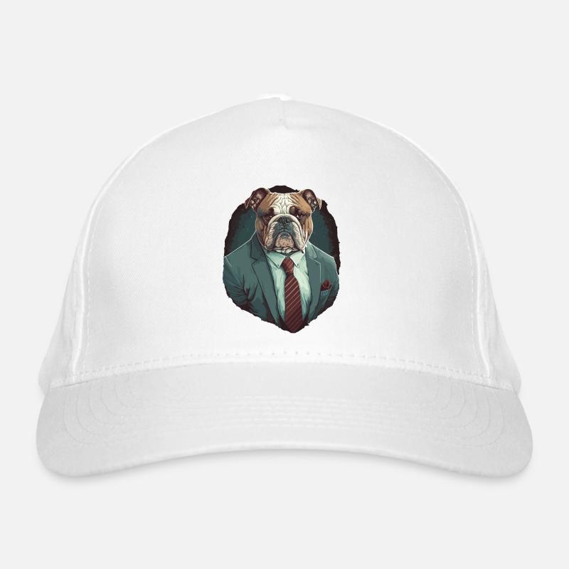 Bouledogue brun en costume gris Casquette classique bio