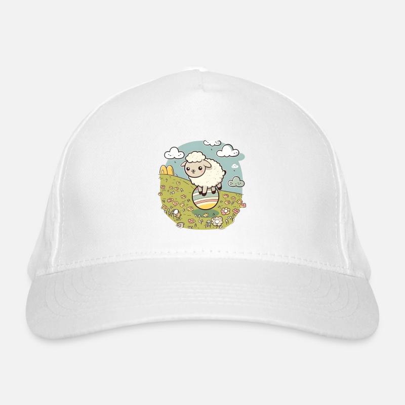 Sheep on an Easter meadow on an Easter egg Organic Baseball Cap
