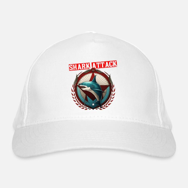 Shark Shark Attack Gift - Organic Baseball Cap - white