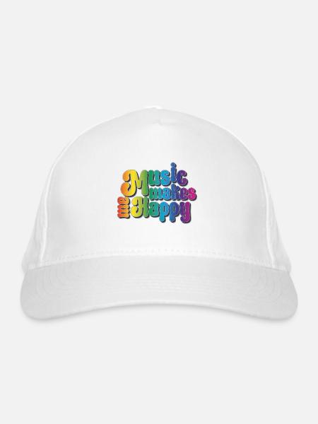 Music makes me happy - Organic Baseball Cap - white - Front