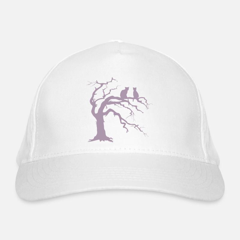 Dead tree with 2 cats silhouette Organic Baseball Cap