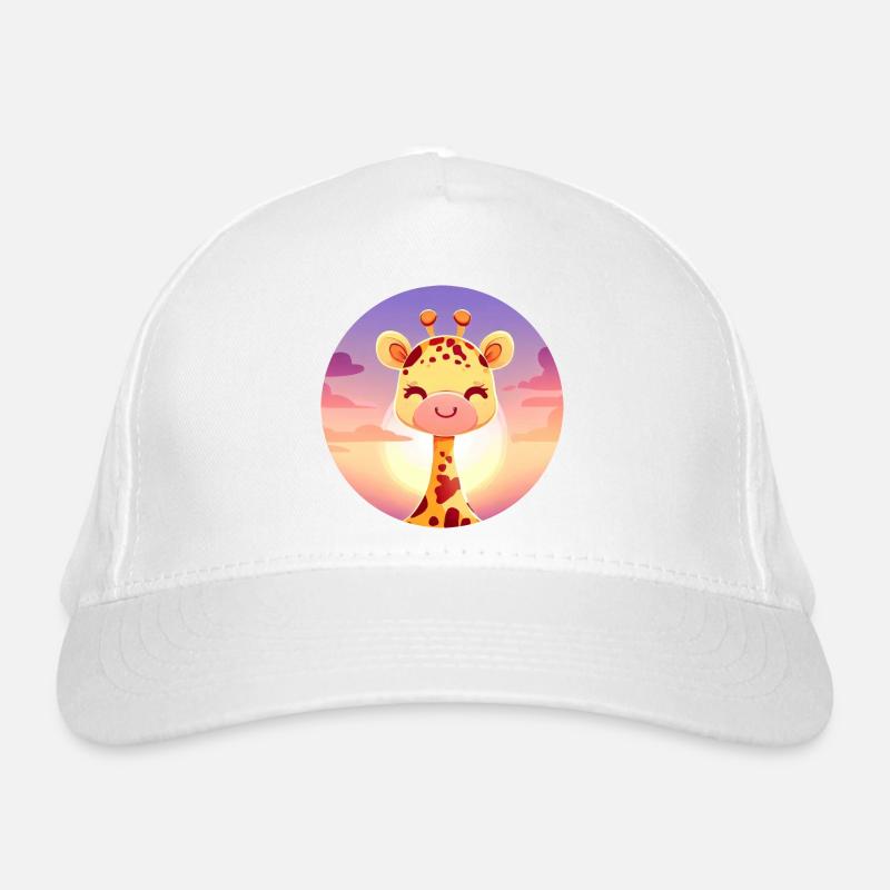 Cute sleeping giraffe in sunset Organic Baseball Cap