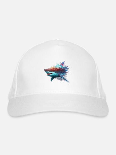 cooler, bunter Hai - Bio-Baseballkappe - Weiß