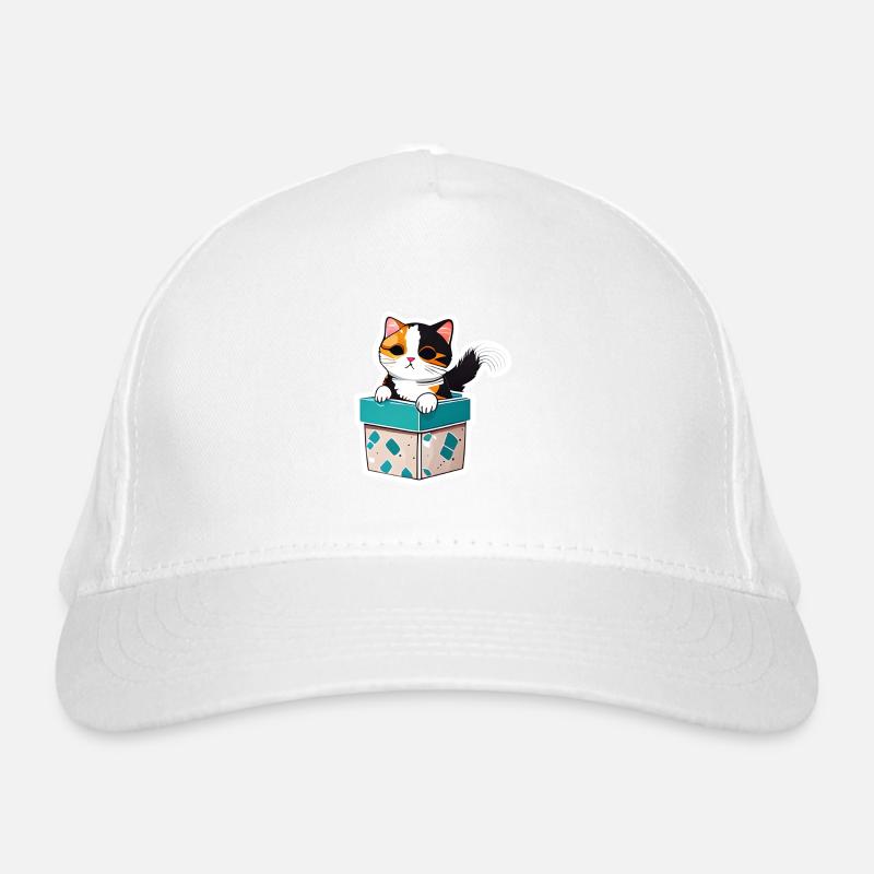 Cat in a box, with its luminous coat Organic Baseball Cap
