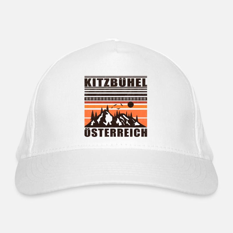Kitzbühel Austria Retro Sunset Ski 80s Organic Baseball Cap