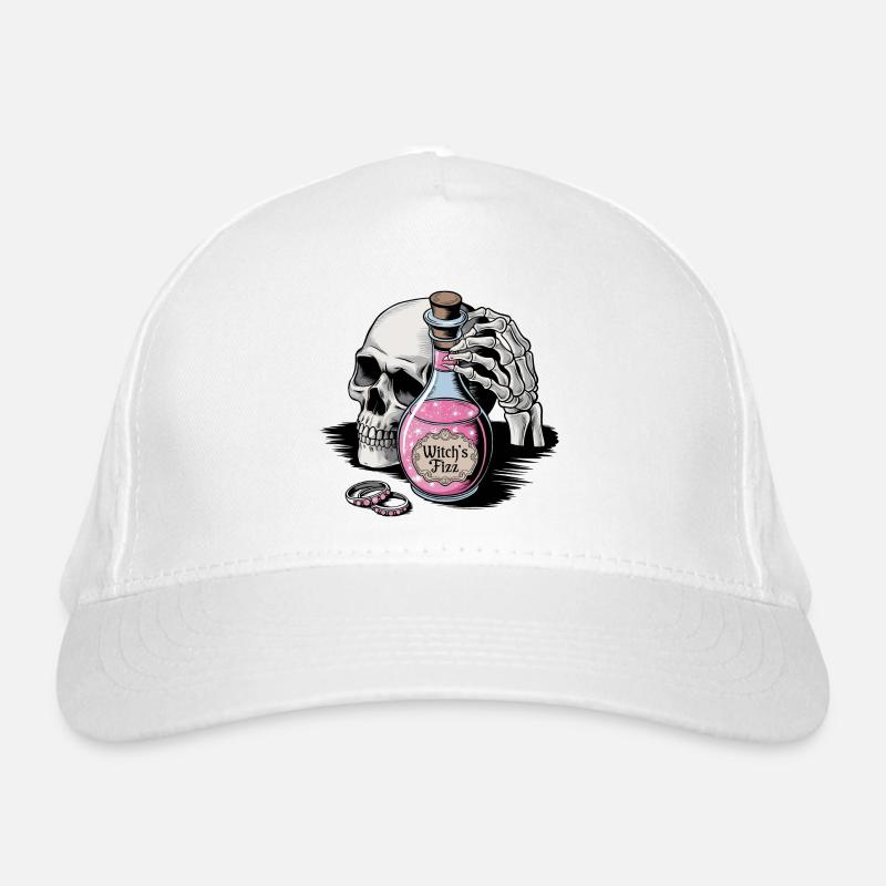 Crâne d’Halloween pétillant de sorcière Casquette classique bio