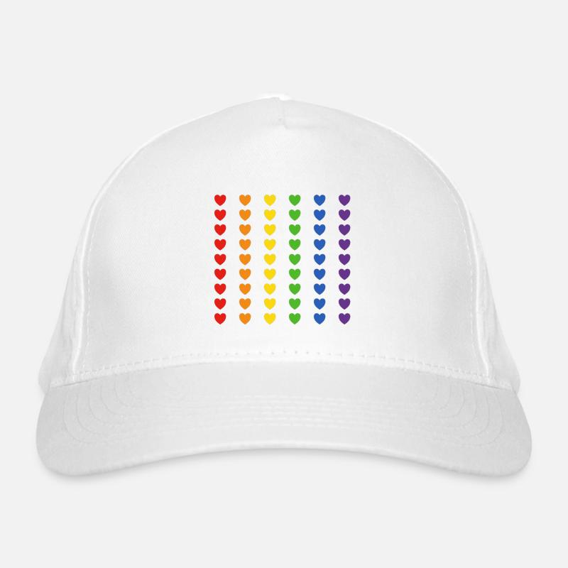 Drapeau arc-en-ciel coeurs Casquette classique bio