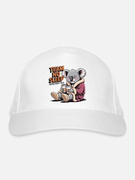 Team No Sleep Koala - Bio-Baseballkappe - Weiß