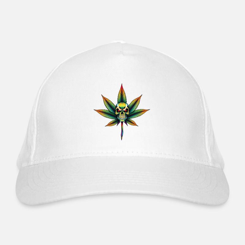 Regenbogen Schädel Cannabis Blatt Bio-Baseballkappe