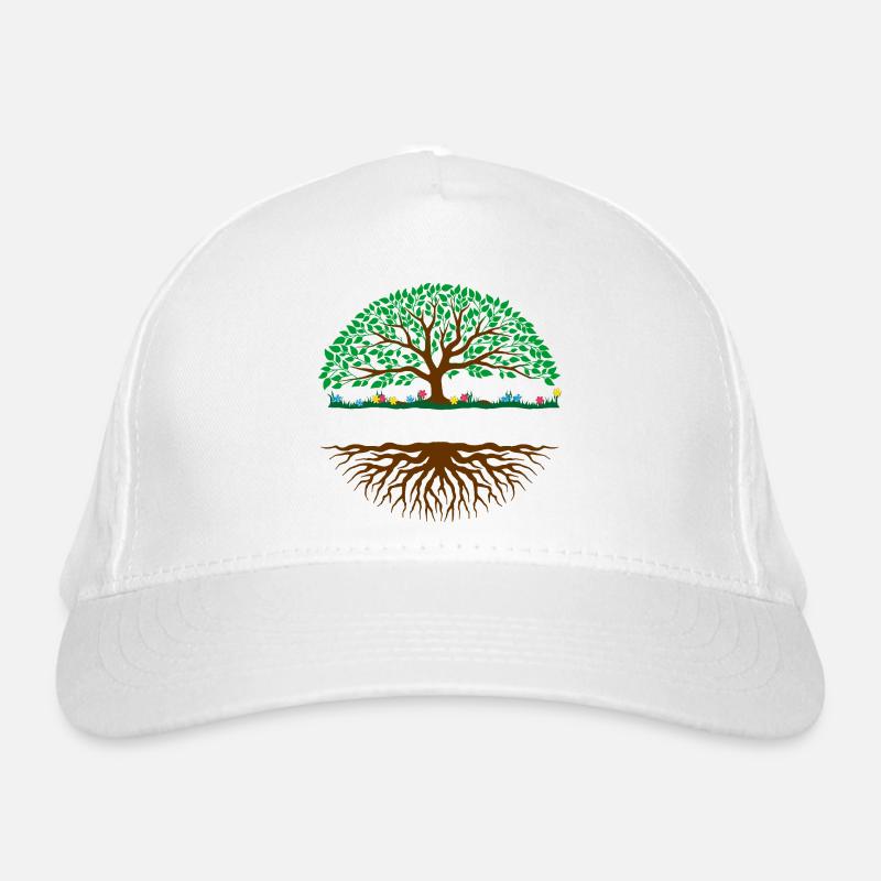 Colour illustration tree – brown trunk, green leaf Organic Baseball Cap