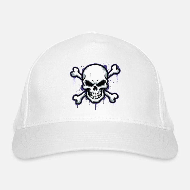Düsterer Skull mit Knochen Bio-Baseballkappe