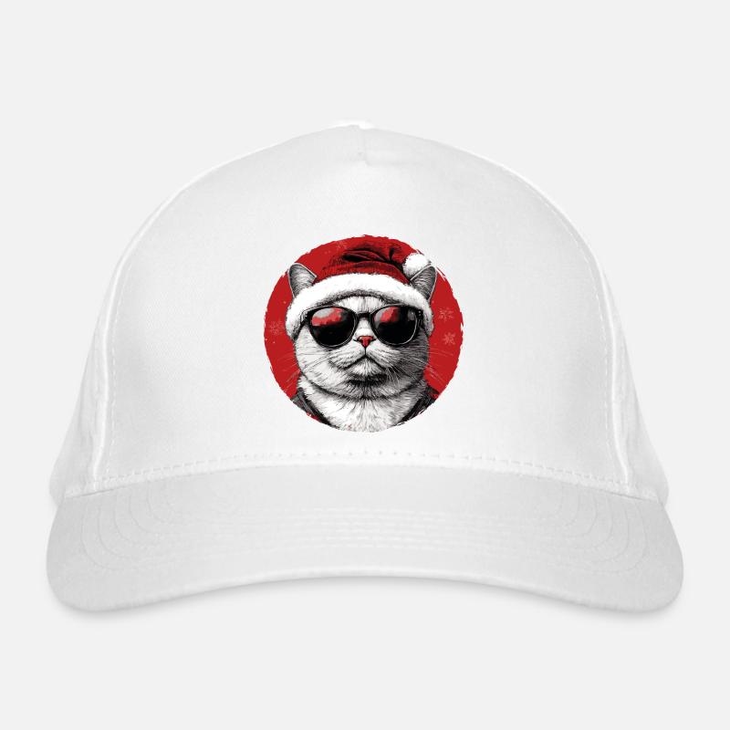 Weihnachtskatze mit Sonnenbrille Bio-Baseballkappe