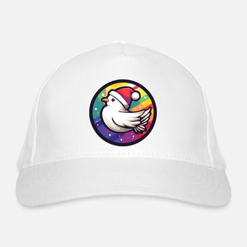 Oiseau de Noël dans l’anneau arc-en-ciel Casquette classique bio