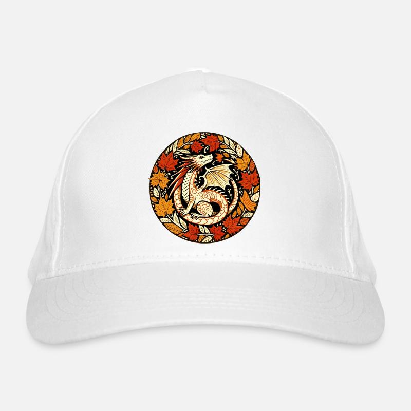 Autumn Dragon Circular Leaf Pattern Organic Baseball Cap