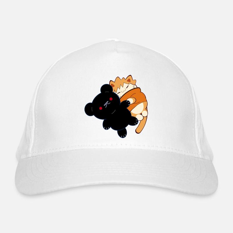 Design anime : chat rouge mignon avec un ours en peluche Casquette classique bio