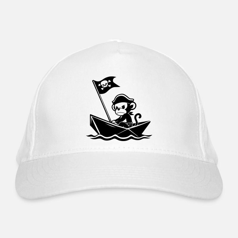 Angry pirate monkey in the boat Organic Baseball Cap