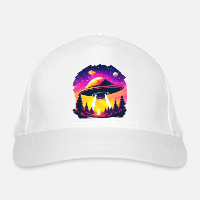 Neon-UFO über Neonwald Bio-Baseballkappe